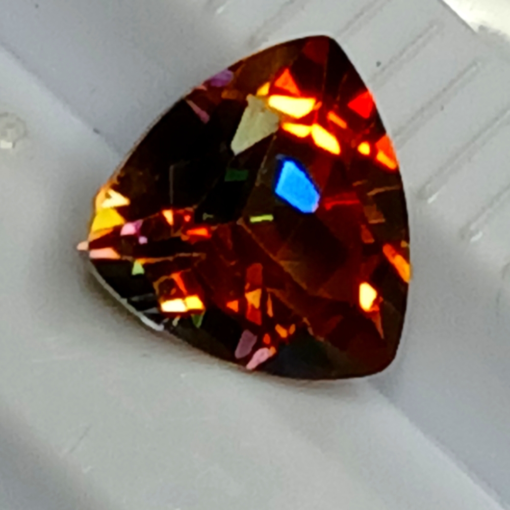 Trillion Cut Azotic Topaz Gemstone with Fiery Hues 9mm